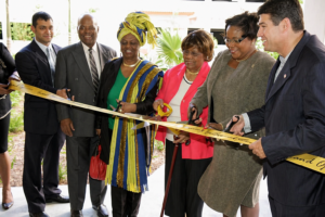 Carrie Meek Commissioners cutting the ribbon at the opening ceremony