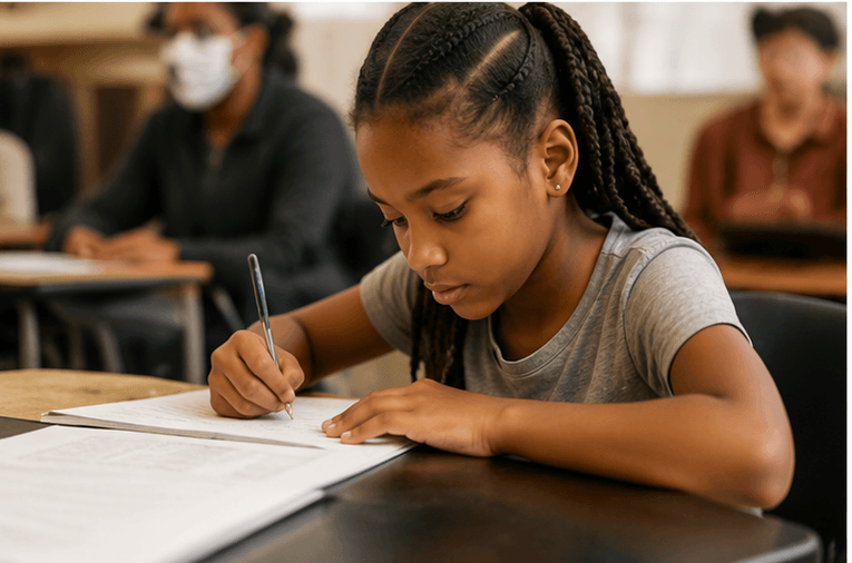 girl writting